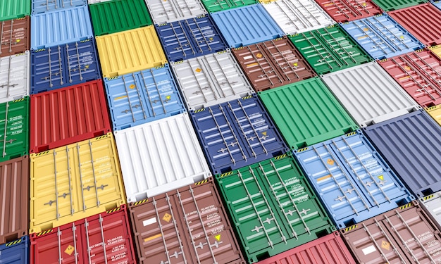 Photo colorful cargo containers from above