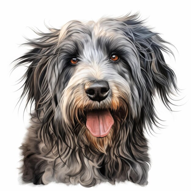 Colorful Caricature Of A Detailed Bergamasco Sheepdog Portrait