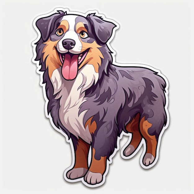 Colorful Caricature Dog Sticker Cute Tongue Out Design