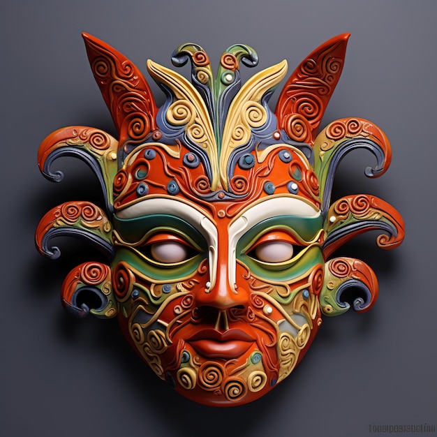 Colorful carnaval mask on black background Generative AI