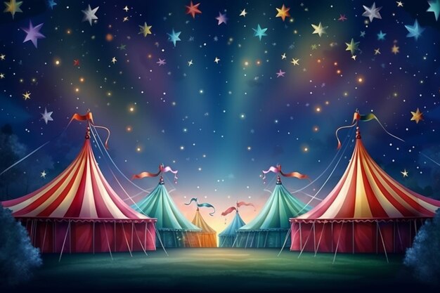 Colorful carnival background with marquees in realistic style