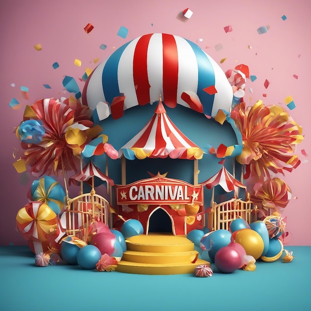 Colorful Carnival mask with elements and colorful background