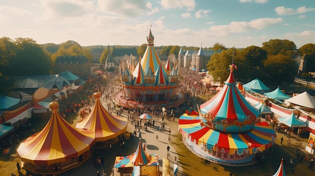 A colorful carnival ride