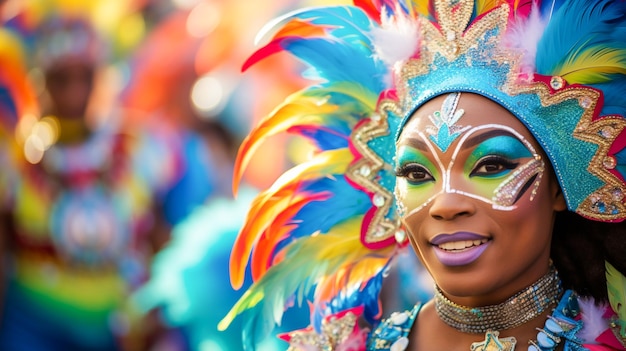 Foto colorate parate e costumi vivaci del carnevale