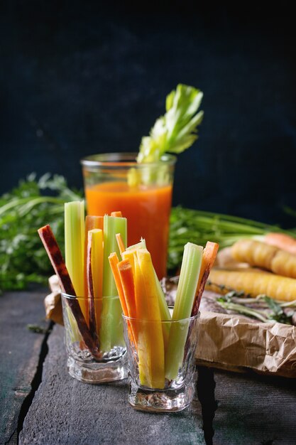 Colorful carrots and juice