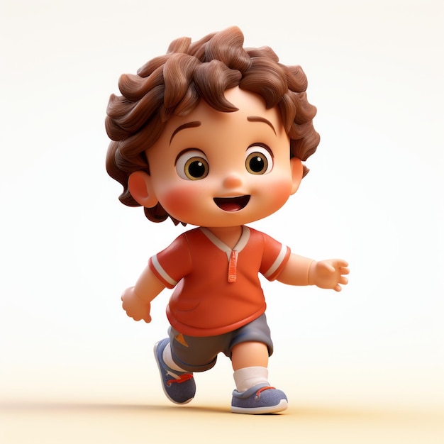 Colorful Cartoon Boy Running Outdoors In Photorealistic Style