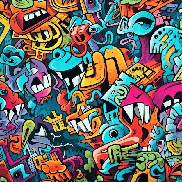 colorful cartoon grafitti