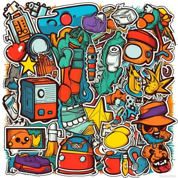 colorful cartoon grafitti