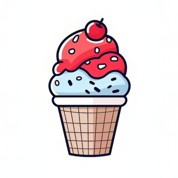 Photo colorful cartoon ice cream and cone