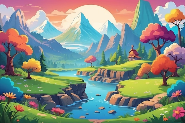 Photo colorful cartoon landscape