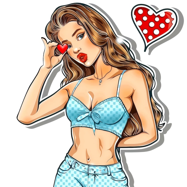 colorful cartoon popart style woman with minimal details generative ai