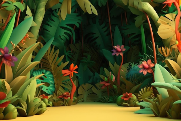 Colorful Cartoon Style Environment Generative AI Illustration