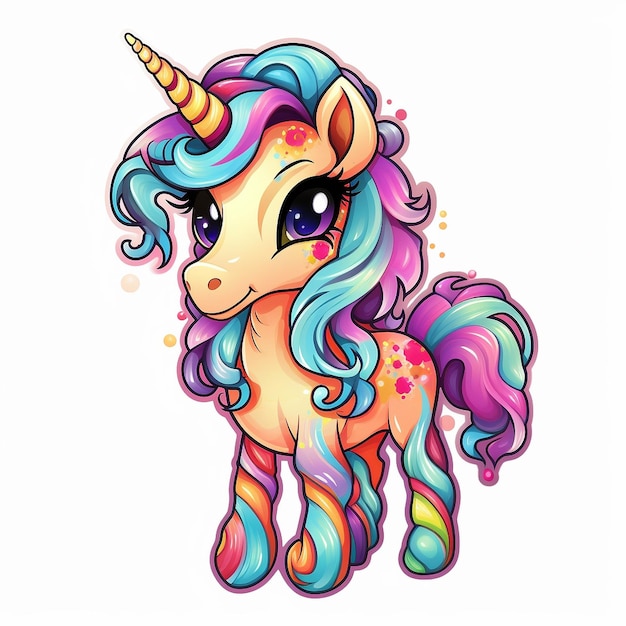 Colorful cartoon unicorn sticker