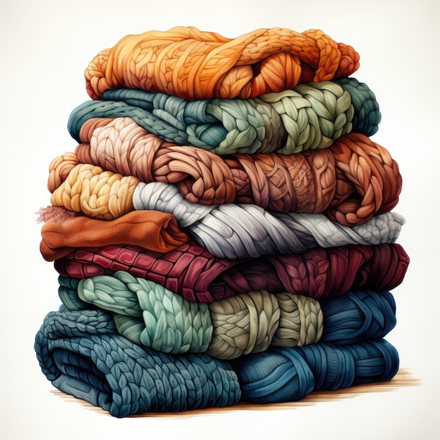 Colorful Cascade A Knitted Sweater Showcase in Watercolor Illustration