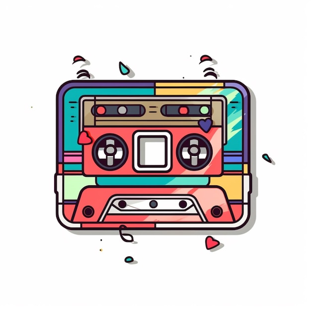 Photo a colorful cassette player with a cassette tape on it generative ai