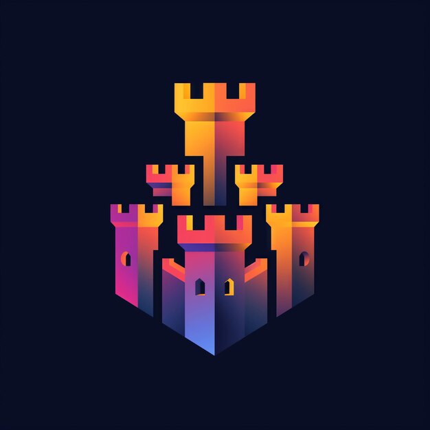 Photo colorful castle logo isolated modern trending design element made with generative ai