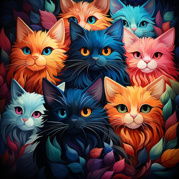 colorful cat background Generative AI