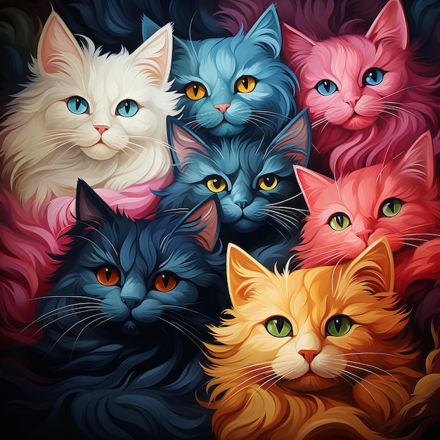 colorful cat background Generative AI