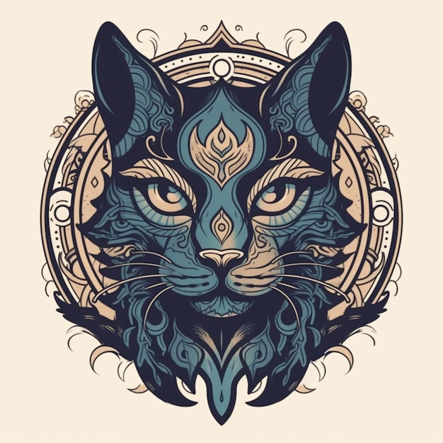 Photo colorful cat head logo design ai generated art