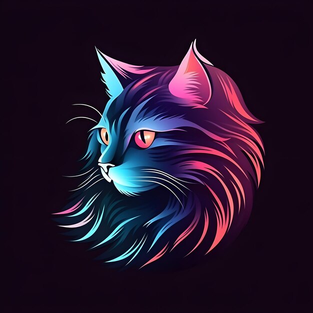 A colorful cat head logo design Generative AI