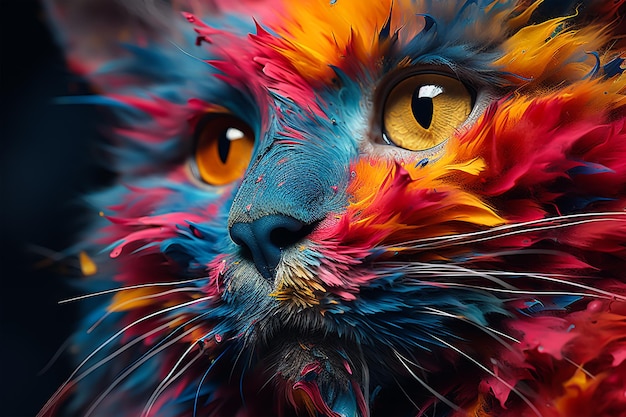 Colorful cat illustration Generative ai