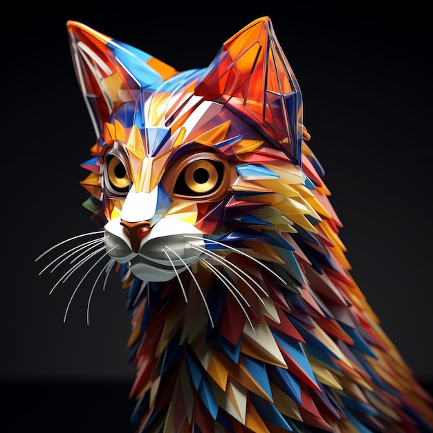 a colorful cat made out of paper