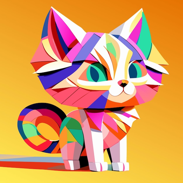 Photo colorful cat paper cut