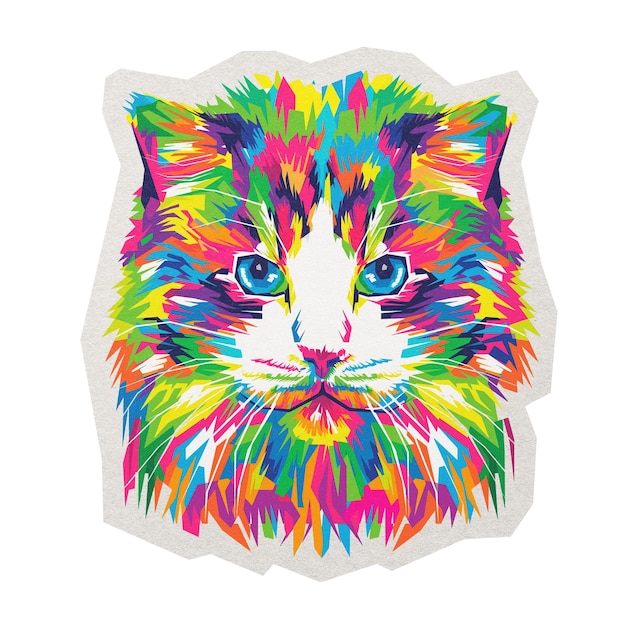 colorful cat png sticker paper cut on transparent background