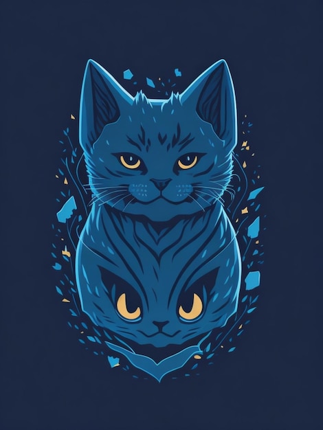 a colorful cat sticker for tshirt design