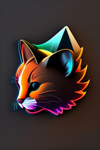 A colorful cat with a black background generated ai