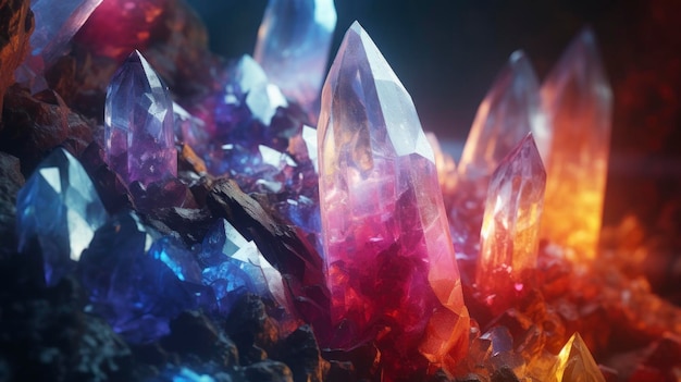 Colorful cave crystals mystic gemstone wallpaper