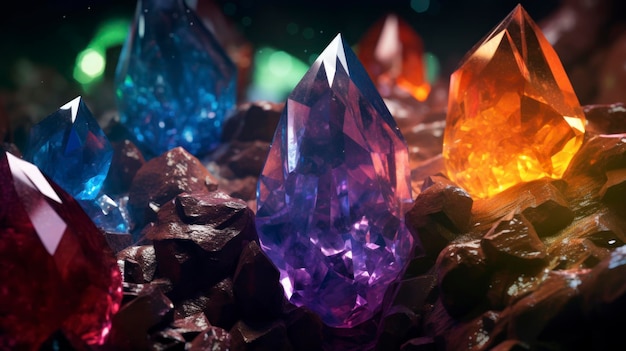 Красочные пещерные кристаллы, мистические обои из драгоценных камней