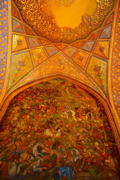 Photo a colorful ceiling with a design of a man and woman on the top