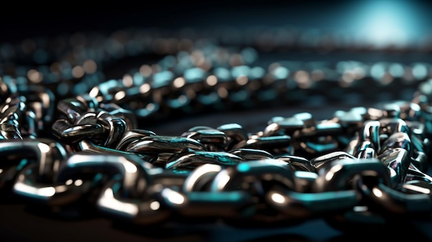 Colorful chain on wooden background Selective focus Shallow depth of fieldgenerative ai