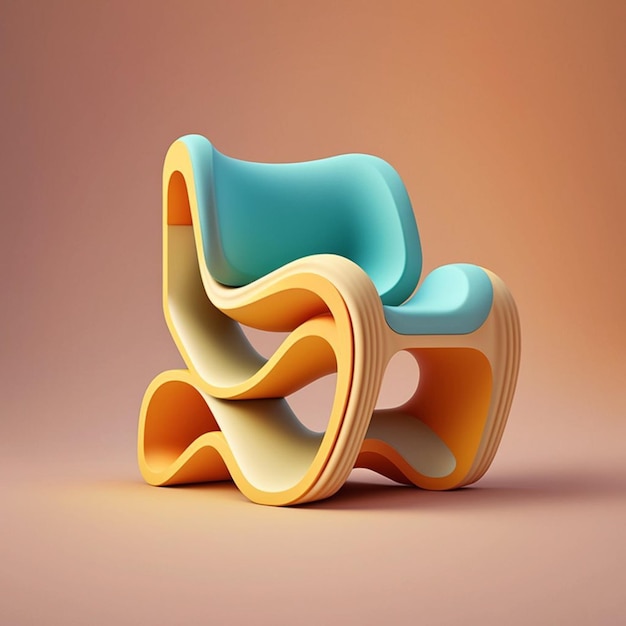 Photo a colorful chair with a curved back and a white bottom.