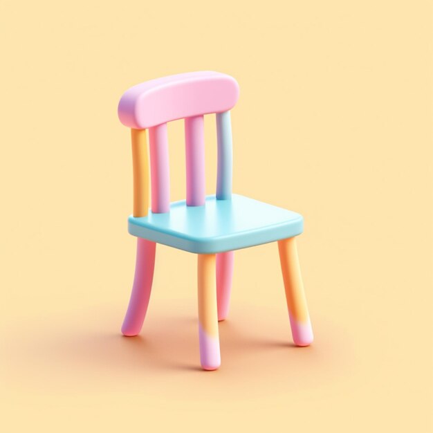 A colorful chair with a pink seat on a yellow background.