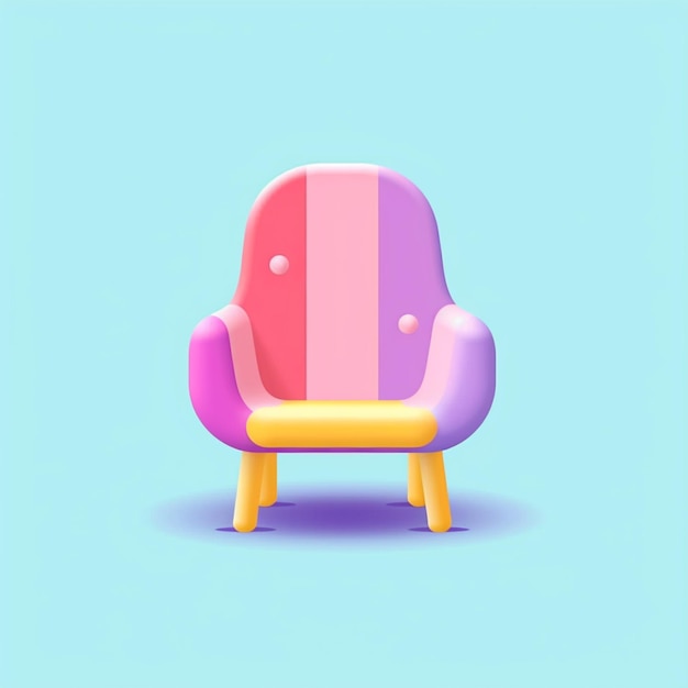 A colorful chair with a pink stripe on it.