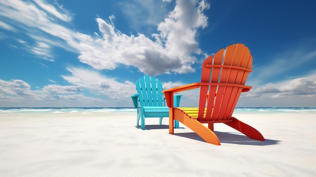 A colorful chairs on a beach