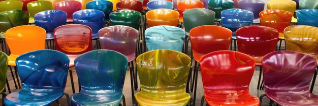 Colorful Chairs Take Center Stage at Modern Museum Interior Art Exhibition