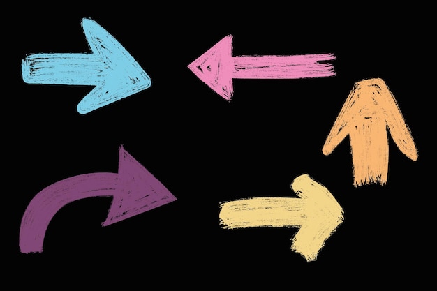 colorful chalk drawn arrows on black background vector illustration design element