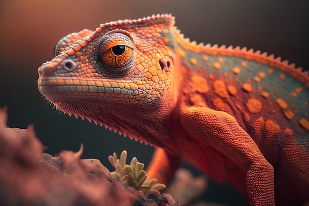 Colorful chameleon lizard in nature Reptile in wildlife Generative AI