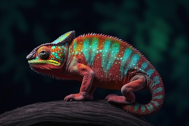 Colorful chameleon in the natural environment generative ai