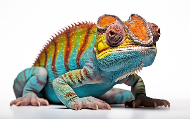 Colorful Chameleon on Top of Wood