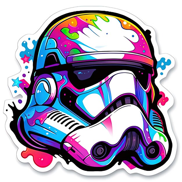 Photo a colorful character with a star wars helmet on it