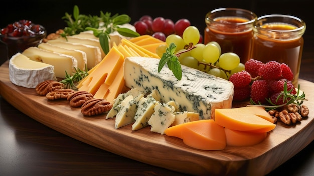 Colorful cheese platter