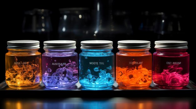 Photo colorful chemical reaction of titration in a laboratory