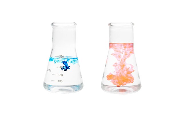 Premium Photo | Colorful chemicals in laboratory glassware