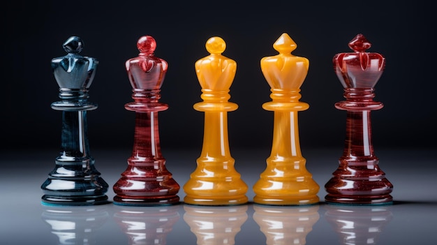 Colorful Chess Pieces Polished Craftsmanship In Vibrant Tones