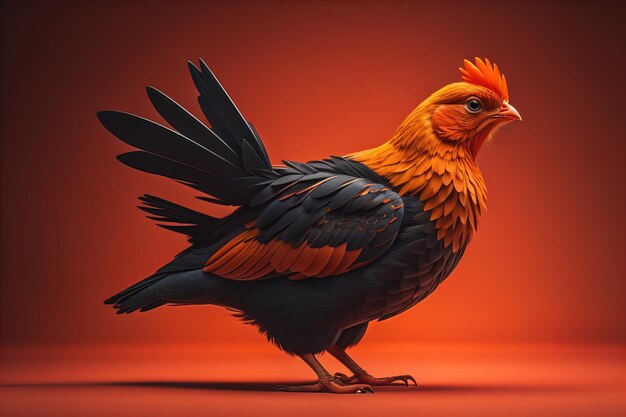 Colorful chicken on a solid color background studio photo ai generative