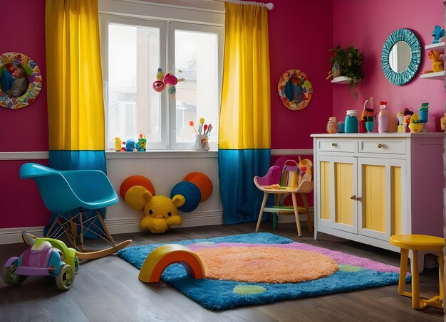 Photo colorful child barroom interior design